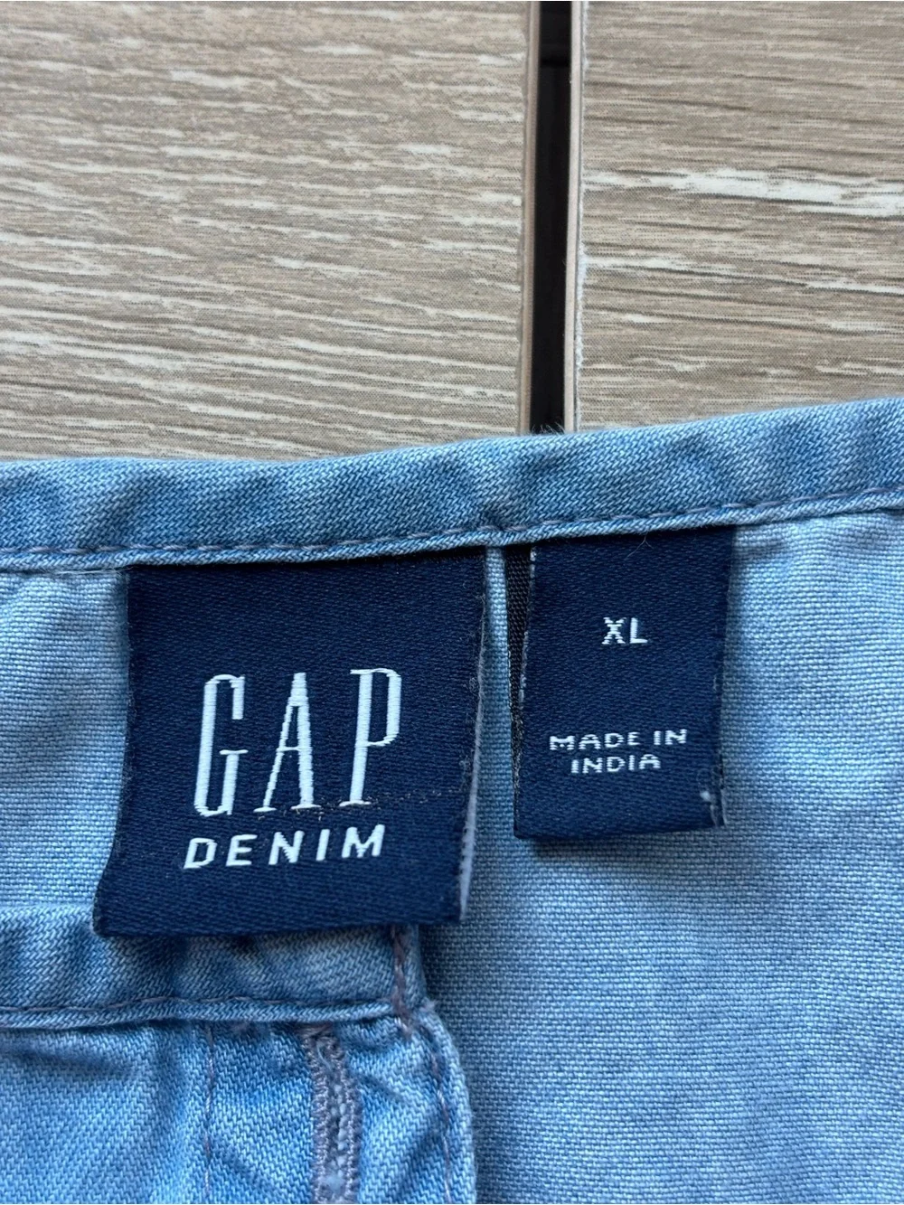 GAP Girls Chambray Denim Short Sleeve Button Front Dress - Light Wash, Size XL